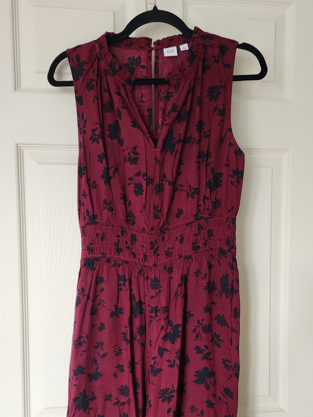 GAP Burgundy with Black Floral Jumpsuit